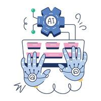 AI Technology Hand Drawn Illustration vector