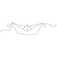 continuous paper boat single line outline vector art drawing and simple one line minimalist design