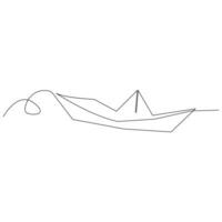 continuous paper boat single line outline vector art drawing and simple one line minimalist design