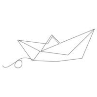 continuous paper boat single line outline vector art drawing and simple one line minimalist design