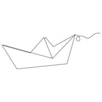 continuous paper boat single line outline vector art drawing and simple one line minimalist design