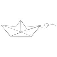 continuous paper boat single line outline vector art drawing and simple one line minimalist design