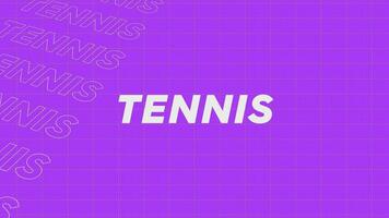 Tennis violett Promo Titel Seite dynamisch Animation Schleife. Reihen Intro Strom oben attraktiv Show Bildschirm nahtlos Hintergrund Karte. kreativ Beförderung Programm Übertragung Sport Design. video