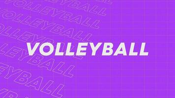 Volleyball violett Promo Titel Seite dynamisch Animation Schleife. Reihen Intro Strom oben attraktiv Show Bildschirm nahtlos Hintergrund Karte. kreativ Beförderung Programm Übertragung Sport Design. video