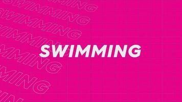 Swimming pink creative promotion program broadcast sport design. Promo title page dynamic animation loop. Rows intro stream up attractive show screen seamless background card. video