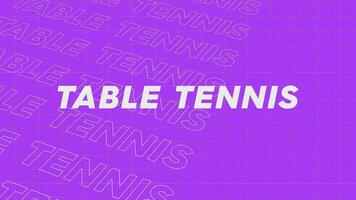 tabell tennis violett promo titel sida dynamisk animering slinga. rader intro ström upp attraktiv visa skärm sömlös bakgrund kort. kreativ befordran program utsända sport design. video