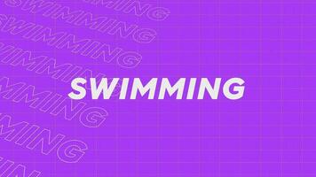 Schwimmen violett Promo Titel Seite dynamisch Animation Schleife. Reihen Intro Strom oben attraktiv Show Bildschirm nahtlos Hintergrund Karte. kreativ Beförderung Programm Übertragung Sport Design. video