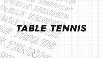 Table Tennis black and white creative promotion program broadcast sport design. Promo title page dynamic animation loop. Rows intro stream up attractive show screen seamless background card. video