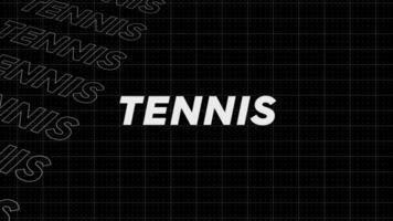 Tennis schwarz und Weiß Promo Titel Seite dynamisch Animation Schleife. Reihen Intro Strom oben attraktiv Show Bildschirm nahtlos Hintergrund Karte. kreativ Beförderung Programm Übertragung Sport Design. video