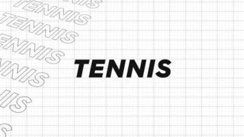 Tennis schwarz und Weiß kreativ Beförderung Programm Übertragung Sport Design. Promo Titel Seite dynamisch Animation Schleife. Reihen Intro Strom oben attraktiv Show Bildschirm nahtlos Hintergrund Karte. video