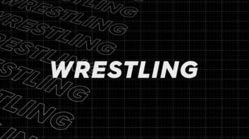 Wrestling black and white promo title page dynamic animation loop. Rows intro stream up attractive show screen seamless background card. Creative promotion program broadcast sport design. video