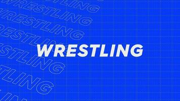 Wrestling blue promo title page dynamic animation loop. Rows intro stream up attractive show screen seamless background card. Creative promotion program broadcast sport design. video