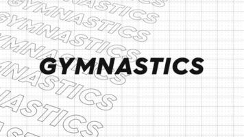 Gymnastics black and white creative promotion program broadcast sport design. Promo title page dynamic animation loop. Rows intro stream up attractive show screen seamless background card. video