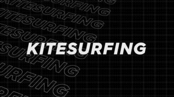 Kitesurfing black and white promo title page dynamic animation loop. Rows intro stream up attractive show screen seamless background card. Creative promotion program broadcast sport design. video