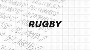 Rugby nero e bianca creativo promozione programma trasmissione sport design. promo titolo pagina dinamico animazione ciclo continuo. righe intro ruscello su attraente mostrare schermo senza soluzione di continuità sfondo carta. video