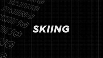 Skiing black and white promo title page dynamic animation loop. Rows intro stream up attractive show screen seamless background card. Creative promotion program broadcast sport design. video