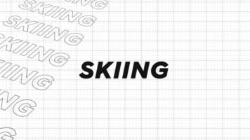 Skiing black and white creative promotion program broadcast sport design. Promo title page dynamic animation loop. Rows intro stream up attractive show screen seamless background card. video