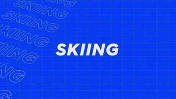 Skiing blue rows intro stream up attractive show screen seamless background card. Creative promotion program broadcast sport design. Promo title page dynamic animation loop. video