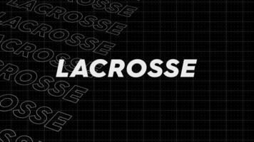 Lacrosse schwarz und Weiß Promo Titel Seite dynamisch Animation Schleife. Reihen Intro Strom oben attraktiv Show Bildschirm nahtlos Hintergrund Karte. kreativ Beförderung Programm Übertragung Sport Design. video