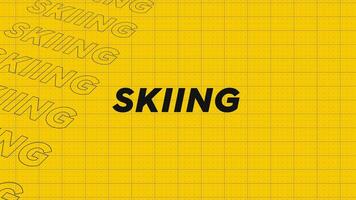 Skiing yellow orange creative promotion program broadcast sport design. Promo title page dynamic animation loop. Rows intro stream up attractive show screen seamless background card. video