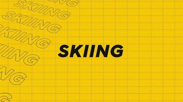 Skiing yellow orange creative promotion program broadcast sport design. Promo title page dynamic animation loop. Rows intro stream up attractive show screen seamless background card. video