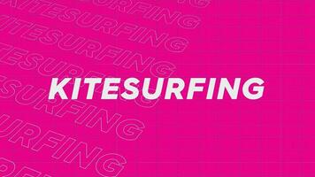 Kitesurfing pink creative promotion program broadcast sport design. Promo title page dynamic animation loop. Rows intro stream up attractive show screen seamless background card. video