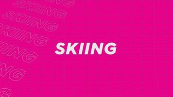 Skiing pink promo title page dynamic animation loop. Rows intro stream up attractive show screen seamless background card. Creative promotion program broadcast sport design. video
