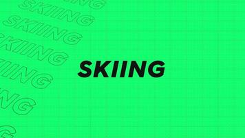 Skiing green rows intro stream up attractive show screen seamless background card. Creative promotion program broadcast sport design. Promo title page dynamic animation loop. video