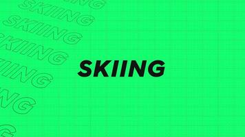 Skiing green rows intro stream up attractive show screen seamless background card. Creative promotion program broadcast sport design. Promo title page dynamic animation loop. video