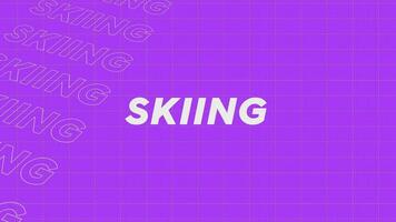 Skiing violet promo title page dynamic animation loop. Rows intro stream up attractive show screen seamless background card. Creative promotion program broadcast sport design. video