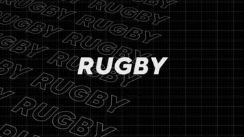 Rugby schwarz und Weiß Promo Titel Seite dynamisch Animation Schleife. Reihen Intro Strom oben attraktiv Show Bildschirm nahtlos Hintergrund Karte. kreativ Beförderung Programm Übertragung Sport Design. video