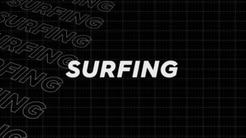 surfing zwart en wit promo titel bladzijde dynamisch animatie lus. rijen intro stroom omhoog aantrekkelijk tonen scherm naadloos achtergrond kaart. creatief Promotie programma uitzending sport ontwerp. video