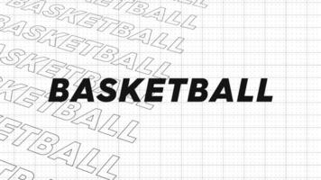 Basketball black and white creative promotion program broadcast sport design. Promo title page dynamic animation loop. Rows intro stream up attractive show screen seamless background card. video