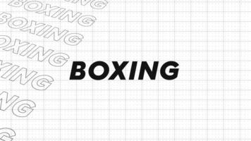 boxe nero e bianca creativo promozione programma trasmissione sport design. promo titolo pagina dinamico animazione ciclo continuo. righe intro ruscello su attraente mostrare schermo senza soluzione di continuità sfondo carta. video