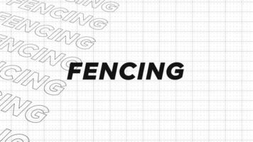 Fencing black and white creative promotion program broadcast sport design. Promo title page dynamic animation loop. Rows intro stream up attractive show screen seamless background card. video