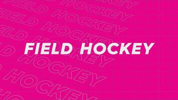 Field Hockey pink creative promotion program broadcast sport design. Promo title page dynamic animation loop. Rows intro stream up attractive show screen seamless background card. video