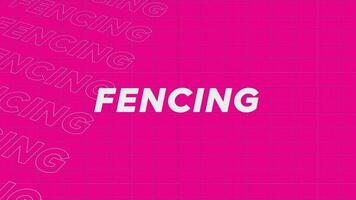 Fencing pink creative promotion program broadcast sport design. Promo title page dynamic animation loop. Rows intro stream up attractive show screen seamless background card. video
