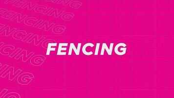 Fencing pink creative promotion program broadcast sport design. Promo title page dynamic animation loop. Rows intro stream up attractive show screen seamless background card. video