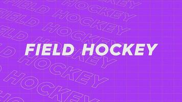 fält hockey violett promo titel sida dynamisk animering slinga. rader intro ström upp attraktiv visa skärm sömlös bakgrund kort. kreativ befordran program utsända sport design. video