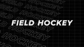 veld- hockey zwart en wit promo titel bladzijde dynamisch animatie lus. rijen intro stroom omhoog aantrekkelijk tonen scherm naadloos achtergrond kaart. creatief Promotie programma uitzending sport ontwerp. video