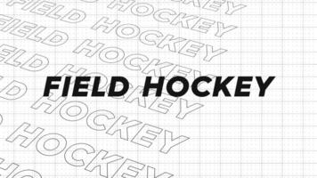 Field Hockey black and white creative promotion program broadcast sport design. Promo title page dynamic animation loop. Rows intro stream up attractive show screen seamless background card. video