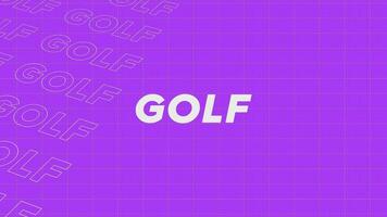 Golf violett Promo Titel Seite dynamisch Animation Schleife. Reihen Intro Strom oben attraktiv Show Bildschirm nahtlos Hintergrund Karte. kreativ Beförderung Programm Übertragung Sport Design. video