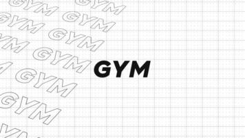 GYM black and white creative promotion program broadcast sport design. Promo title page dynamic animation loop. Rows intro stream up attractive show screen seamless background card. video