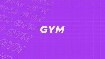 GYM violet promo title page dynamic animation loop. Rows intro stream up attractive show screen seamless background card. Creative promotion program broadcast sport design. video