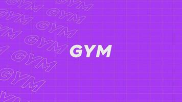 GYM violet promo title page dynamic animation loop. Rows intro stream up attractive show screen seamless background card. Creative promotion program broadcast sport design. video