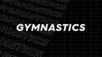 Gymnastics black and white promo title page dynamic animation loop. Rows intro stream up attractive show screen seamless background card. Creative promotion program broadcast sport design. video