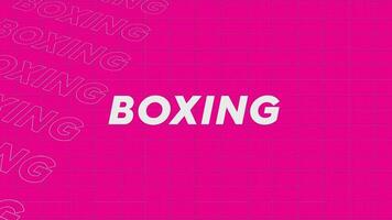 Boxing pink creative promotion program broadcast sport design. Promo title page dynamic animation loop. Rows intro stream up attractive show screen seamless background card. video