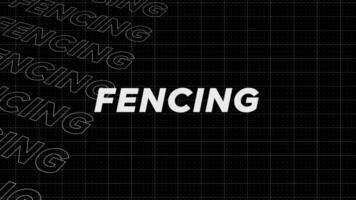 Fencing black and white promo title page dynamic animation loop. Rows intro stream up attractive show screen seamless background card. Creative promotion program broadcast sport design. video