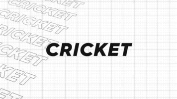 cricket svart och vit kreativ befordran program utsända sport design. promo titel sida dynamisk animering slinga. rader intro ström upp attraktiv visa skärm sömlös bakgrund kort. video