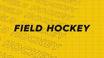 veld- hockey geel oranje promo titel bladzijde dynamisch animatie lus. rijen intro stroom omhoog aantrekkelijk tonen scherm naadloos achtergrond kaart. creatief Promotie programma uitzending sport ontwerp. video